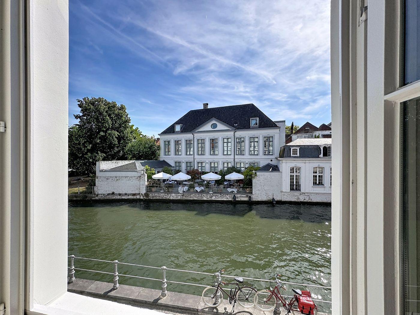The canal view from a guest room window
